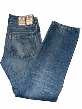 Vtg Y2K Levis Engineered Jeans Red Button 3 Star Patch Archive Denim 30x31 Not32